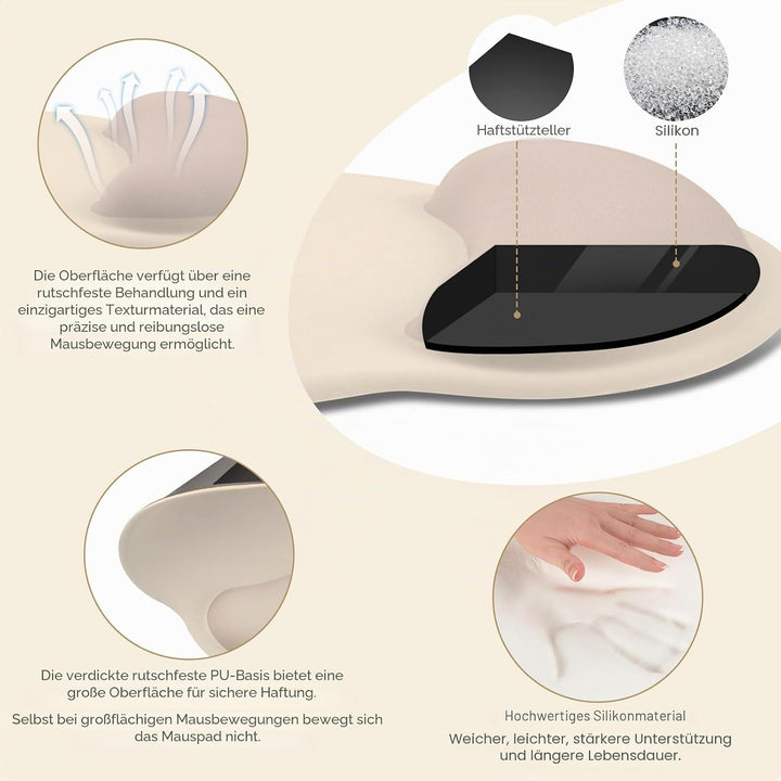 MOSISO Handgelenkstütze für Mauspad&Tastatur Set, Ergonomisch Kreisförmig Mauspad&Untersetzer rutsch