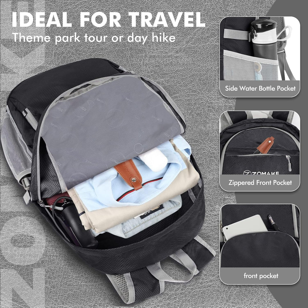 ZOMAKE Leicht Faltbarer Rucksack Packbare Backpacks 30 L,Kleiner Faltbar Wanderrucksack Wasserdicht