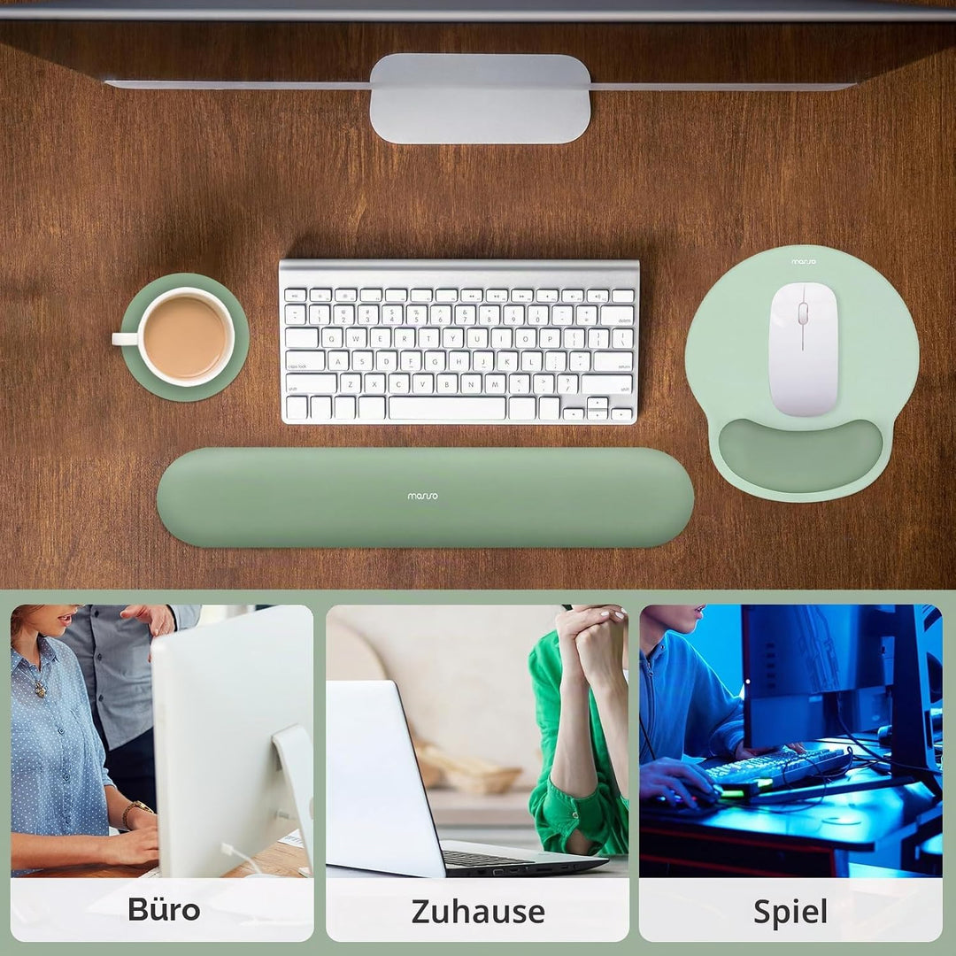 MOSISO Handgelenkstütze für Mauspad&Tastatur Set, Ergonomisch Kreisförmig Mauspad&Untersetzer Rutsch