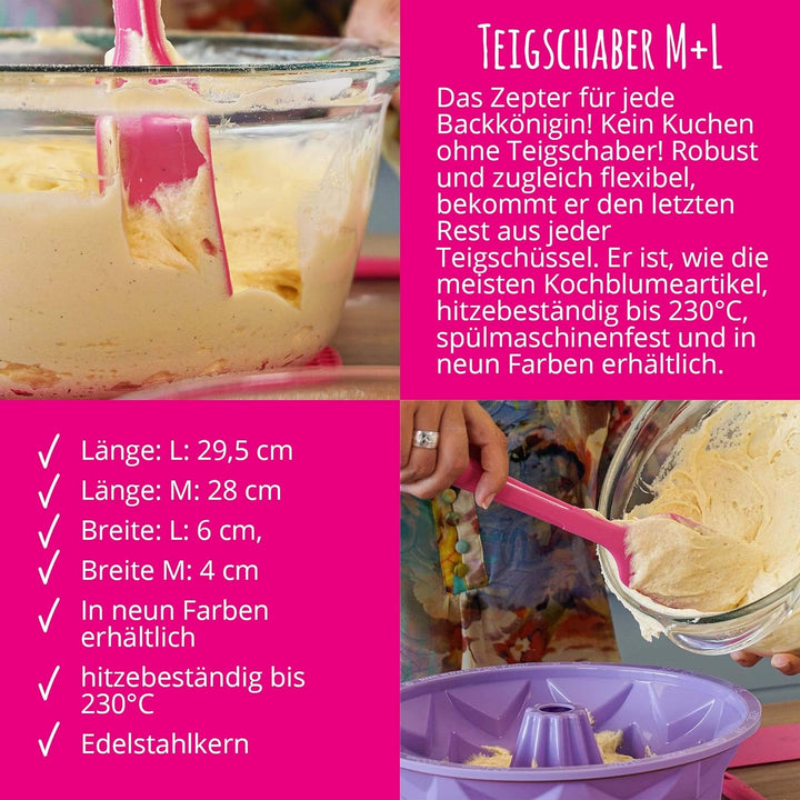 Kochblume Schaber-Set - Restelöffel L &amp; Design Teigschaber L &amp; Design Teigschaber M 3er Set | Premiu