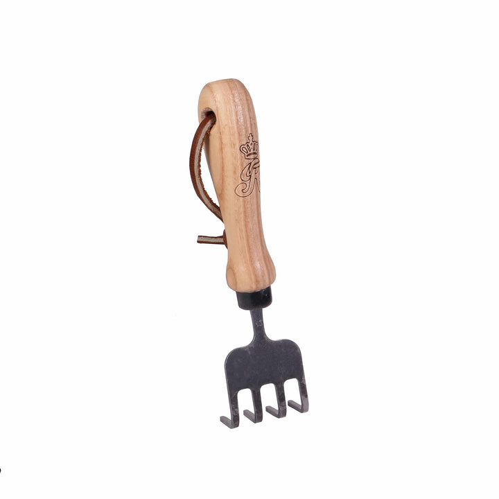 SHW-FIRE Bonsai Handrechen für den Garten - Handgeschmiedeter Stahl mit praktischem Holzgriff. Ideal