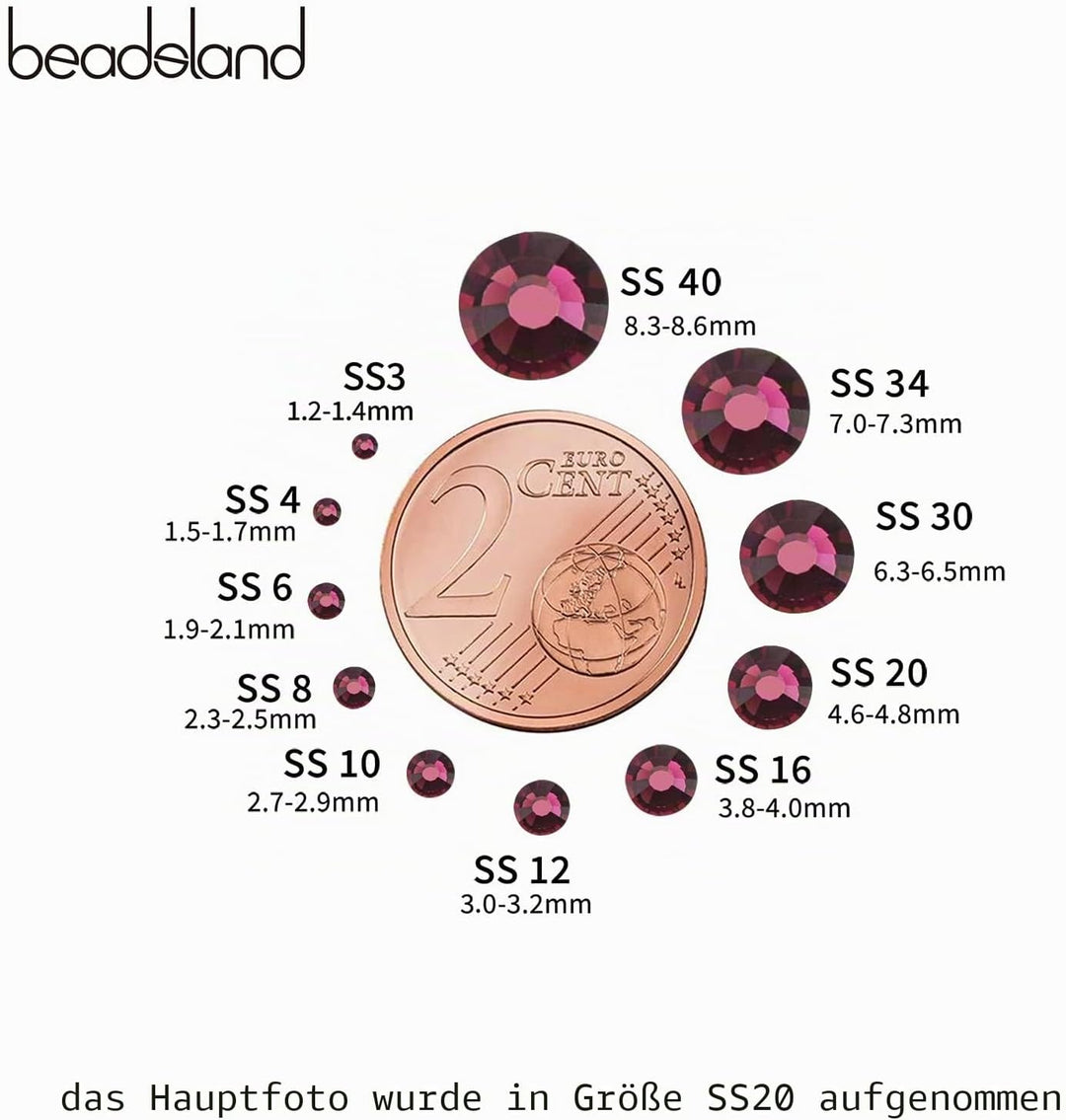 Beadsland 288 Stück Amethyst Hotfix Strasssteine, Hitzefix Strasssteine zum Basteln, Hotfix Kristall