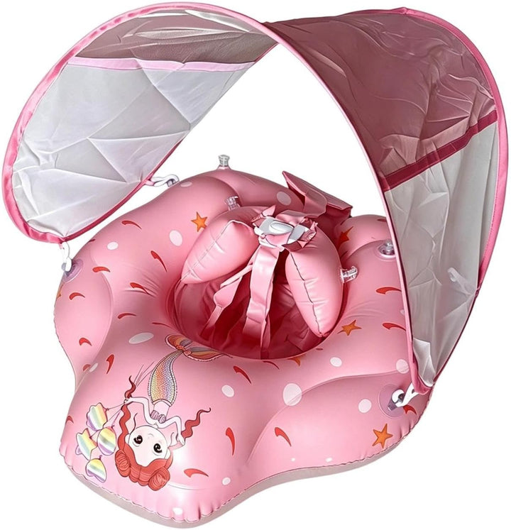 Schwimmring UPF50+ Sonnendach, Abnehmbare Schwimmhilfe Für 0-36 Monate Rosa, Rosa