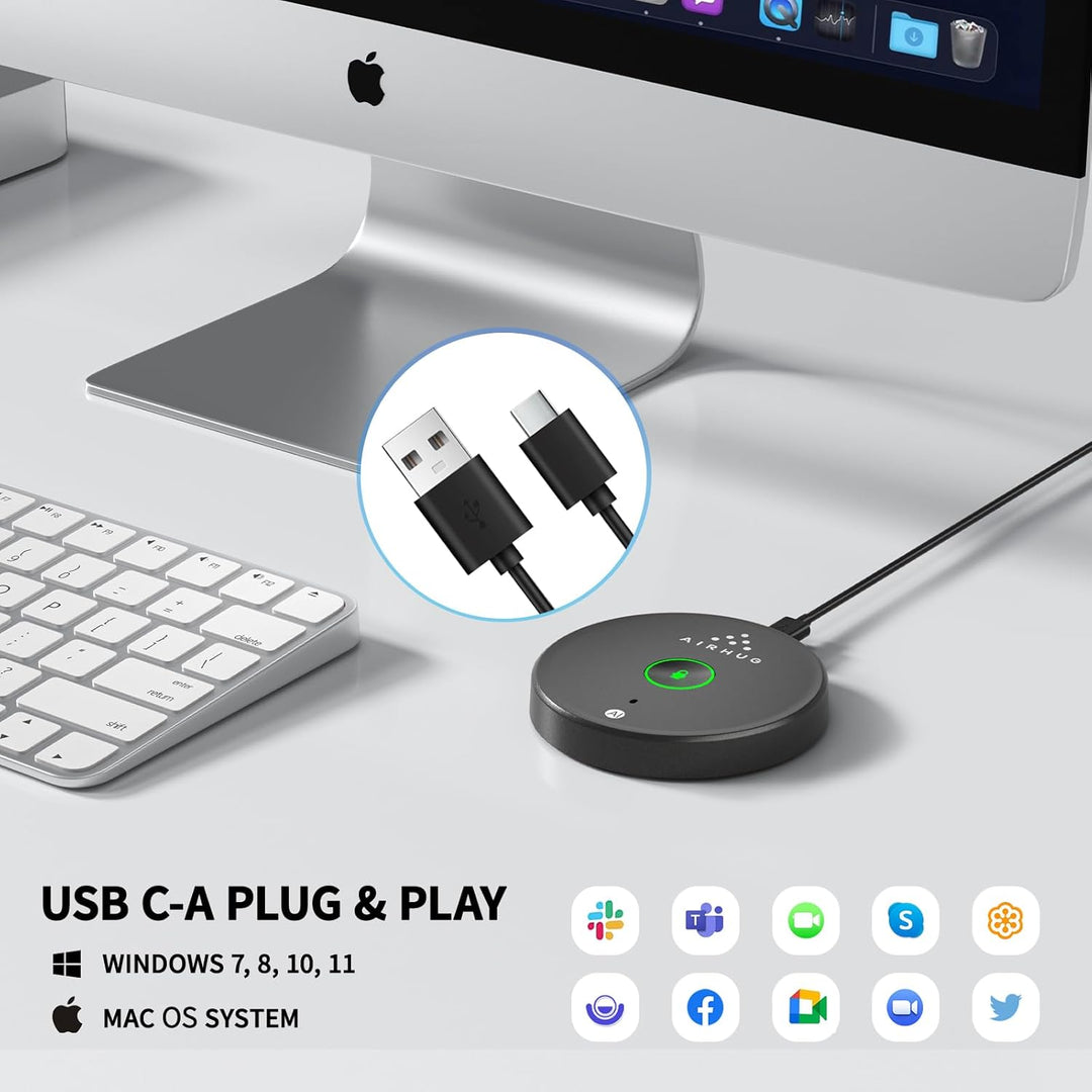 AIRHUG USB-Mikrofon, ohne Lautsprecher, Desktop-Computer-Mikrofon, Stummschalttaste mit LED-Anzeige,