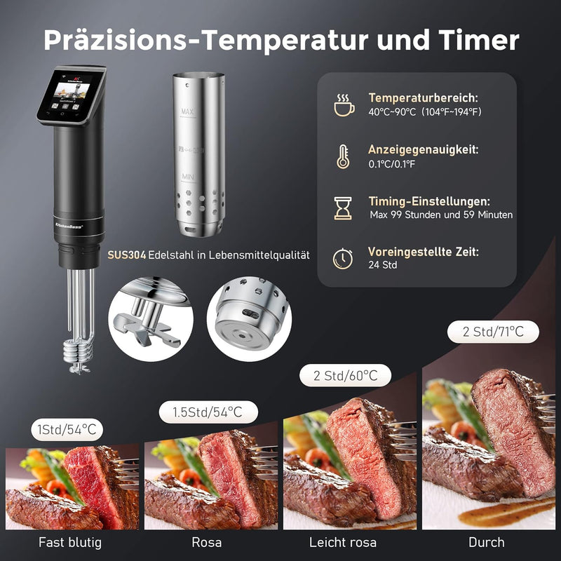 KitchenBoss Sous Vide Garer Stick WLAN: G330 Wifi Präzisionskocher Präziser Temperatureinstellung bi