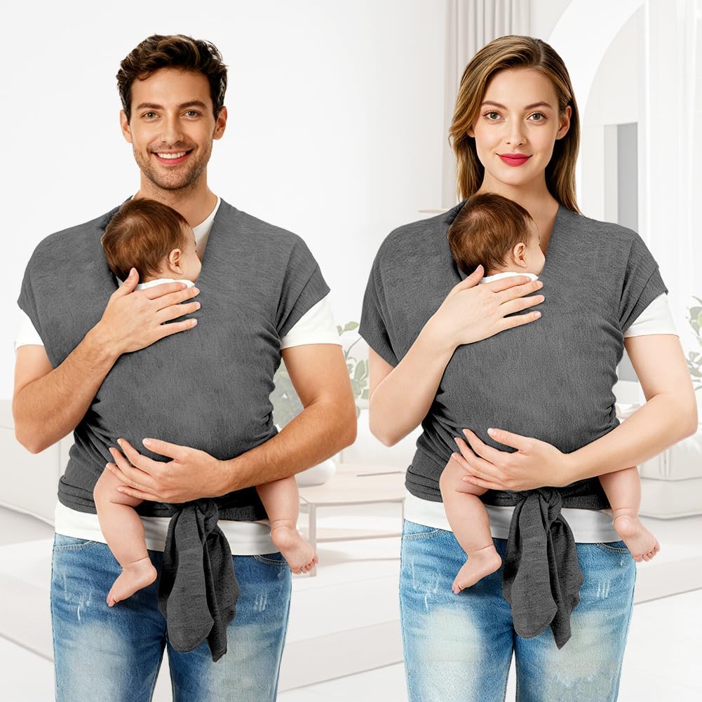 AOOWU Babytrage Tragetuch Baby Neugeborene bis 15 kg - Freihändiges Babytragetuch -Einfach Anzuziehe