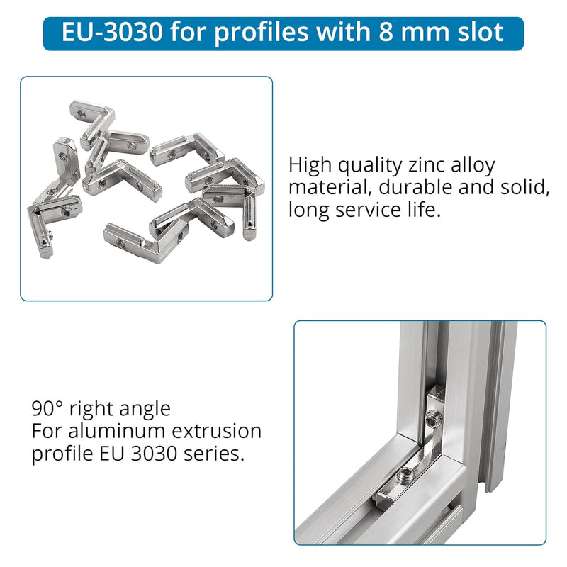 AUTOUTLET 20x T Slot T-Nut Innenwinkel, Aluminium Profil 3030 Nut 8 M6 Aussenwinkel Zinklegierung Kl