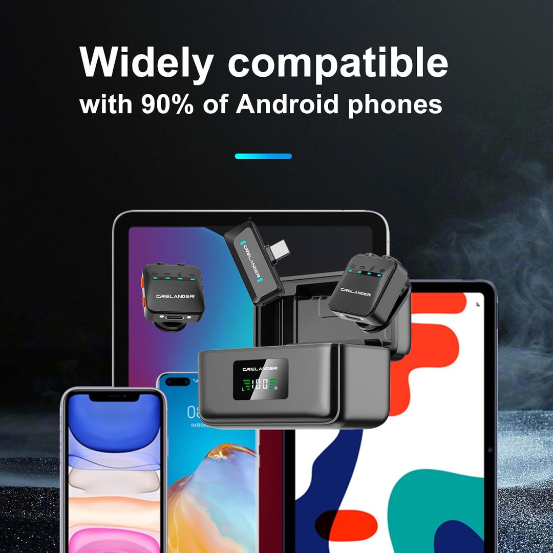 3 in 1 Professionelles Mini-Drahtloses Mikrofon für iPhone/Android/Kamera, Bluetooth Lavalier-Mikrof