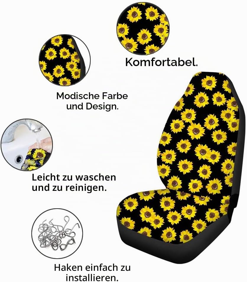 TOADDMOS 3D-Autositzbezüge, bunt, Blumendruck, nur Vordersitze, 2 Stück für Frauen und Damen, univer