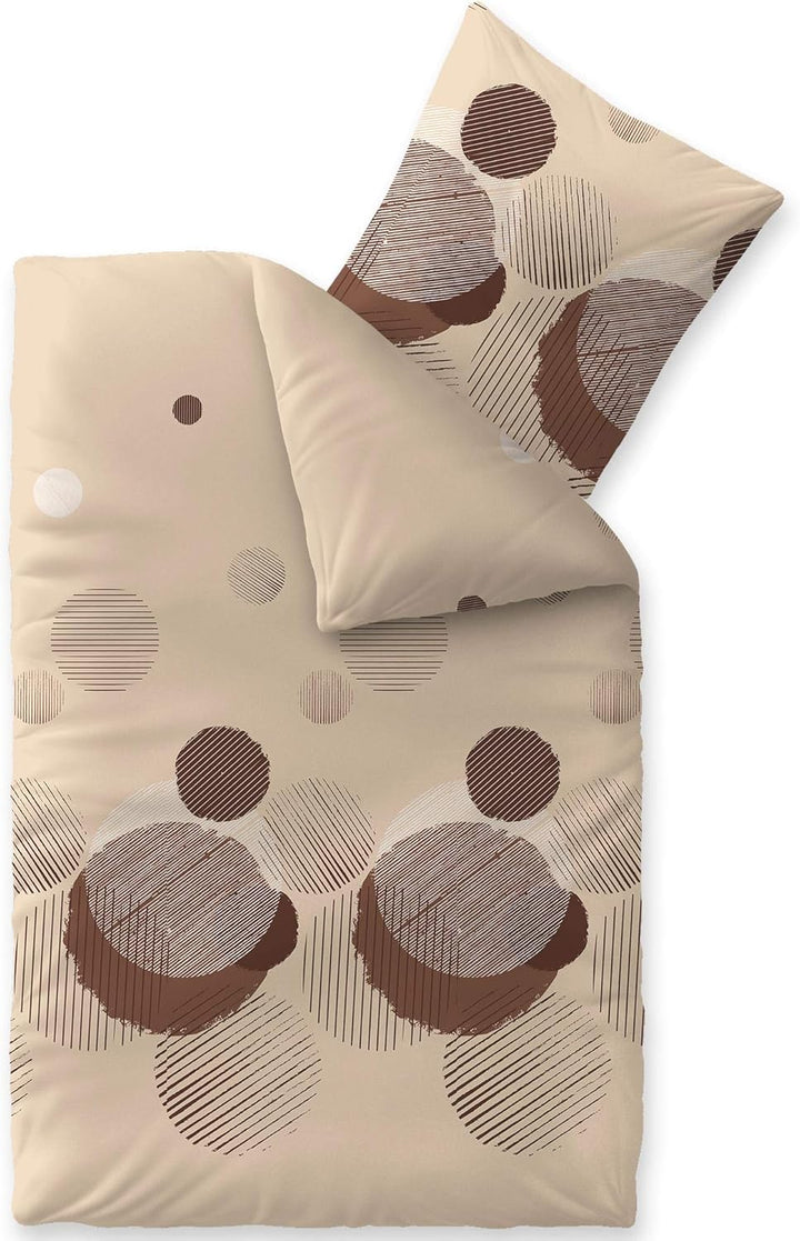 CelinaTex Touchme Biber Bettwäsche 135 x 200 cm 2teilig Baumwolle Bettbezug Lina beige grau schwarz