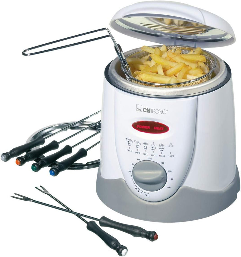 Clatronic Fondue-Fritteuse FFR 2916, 2in1 Benutzung, Bedienfeld mit Kontrolldisplay, 6 Fonduegabeln,