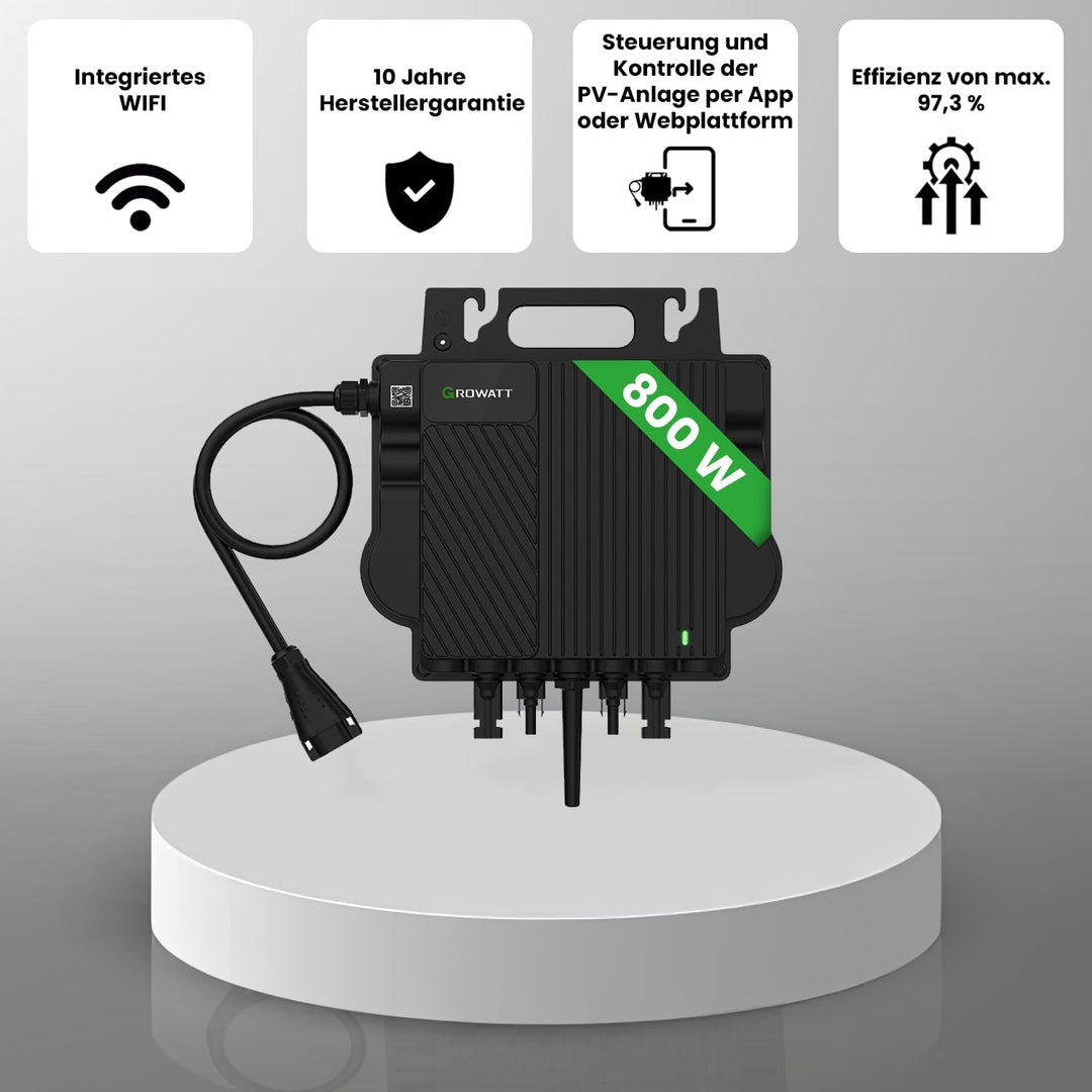 Wechselrichter 800 Watt für Balkonkraftwerk Growatt NEO800M-X (Leistung drosselbar) Wechselrichter N