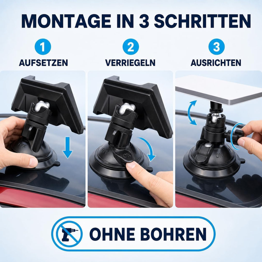 Drehbare Saugnapfhalterung mit 360° verstellbarem Kopf für Starlink Mini Smooth RV Boot, Aluminiumle
