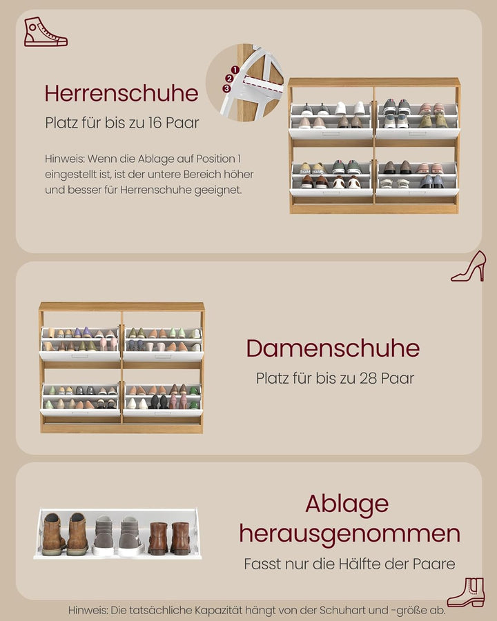 VASAGLE Custos Kollektion - Schuhschrank, Schuhkipper, Schuhregal, Schuhaufbewahrung, Trennwand vers