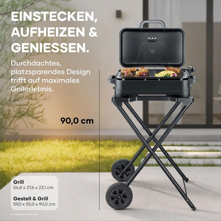 SEVERIN Electric Outdoor BBQ Grill mit Stand und Haube PG 8598