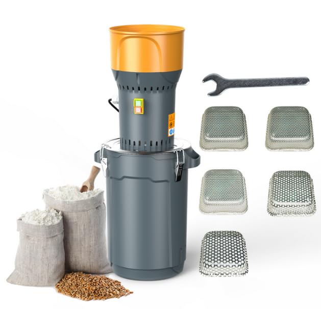 Elektrische Getreidemühle 1300W, 25L Maismühle Maschine mit 5 Feinheitssieben, abnehmbarem Trichter