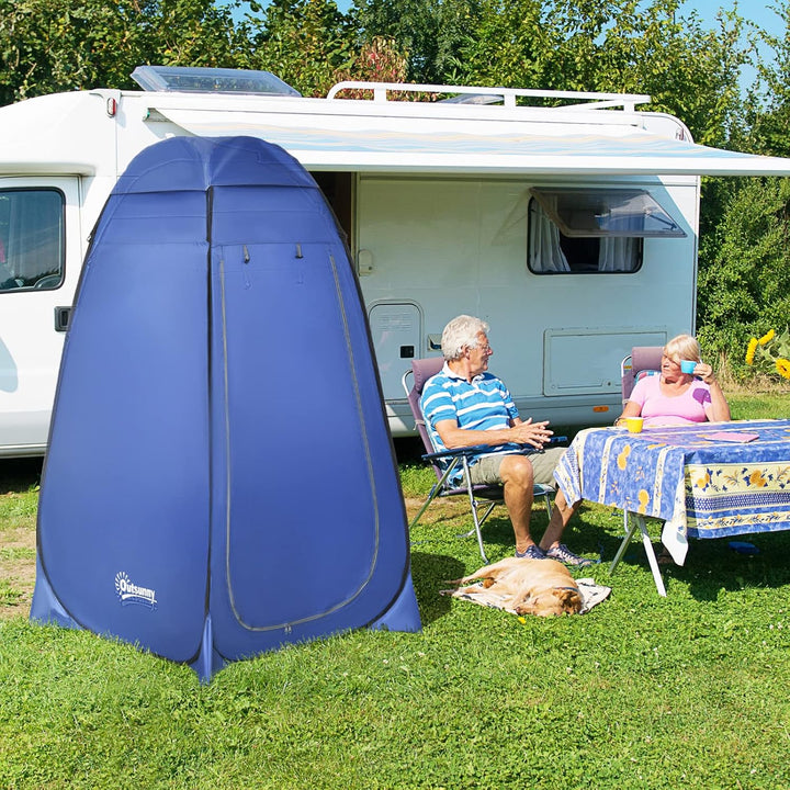 Outsunny Pop-up Duschzelt, tragbare Toilettenzelt mit Tragetasche Fenster Mobile Umkleidezelt WC Zel