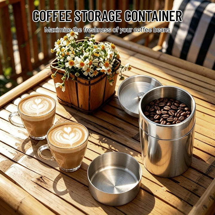 Kaffeebohnenbehälter,Vorratsdose 400 Ml Edelstahl Dose ， Portable Sealed Tea Leaf Storage Jar Canist