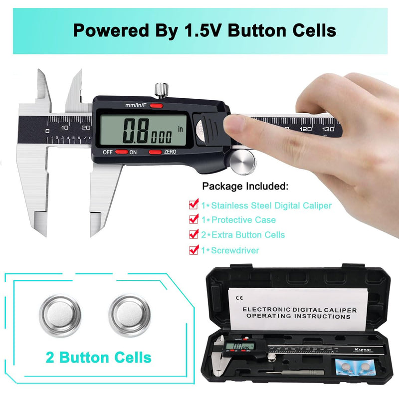 Kynup Messschieber Digital, 150mm / 6-Zoll Digitale Schieblehre Messgerät mit grossem LCD-Display fü