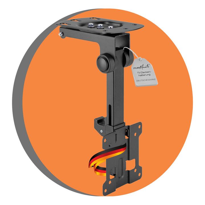 PureMounts TV Deckenhalterung für Fernseher, geeignet für 13-27 Zoll, klappbar, höhenverstellbar, sc