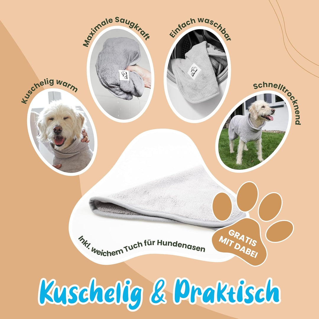 TESTSIEGER Hundebademantel - Flauschiger Mikrofaser-Mantel für trockene, glückliche Hunde - Saugstar