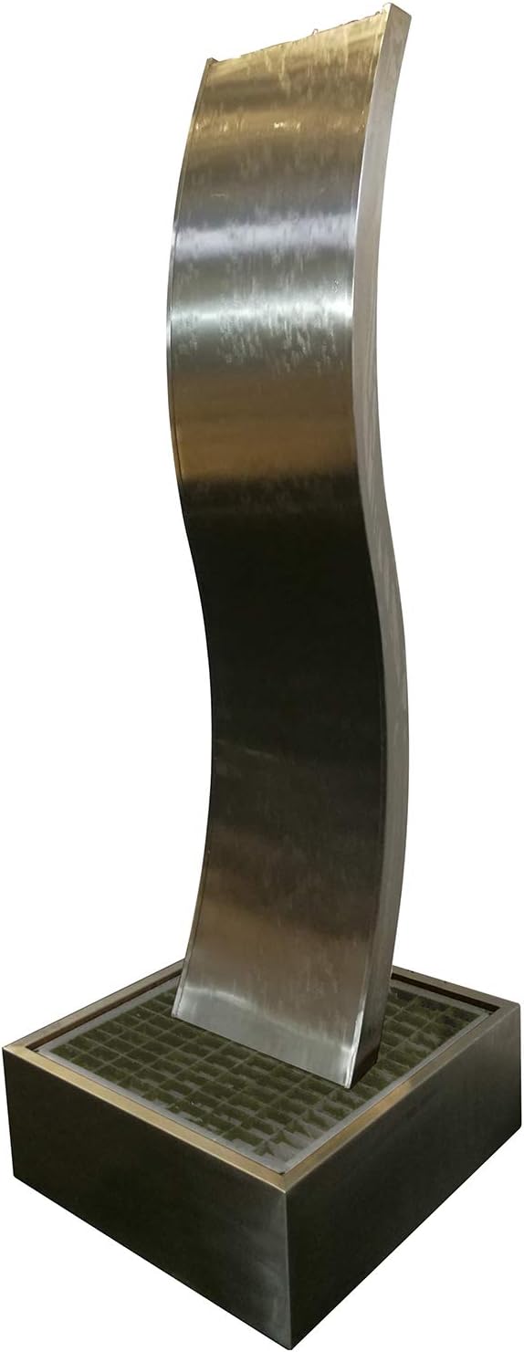 Köhko Wasserwand Höhe ca. 180 cm 26005 Wasserfall mit LED-Beleuchtung und Edelstahlbecken 150 CM Ede