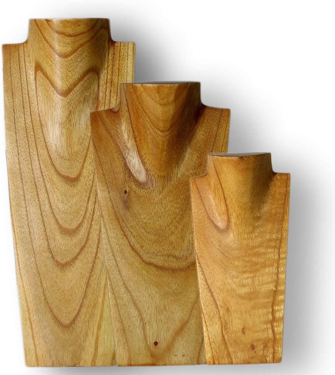 ART-CRAFT Halskettenständer Schmuckständer Halskettendisplay Schmuckbüste aus Holz Natur 3er Set 20-