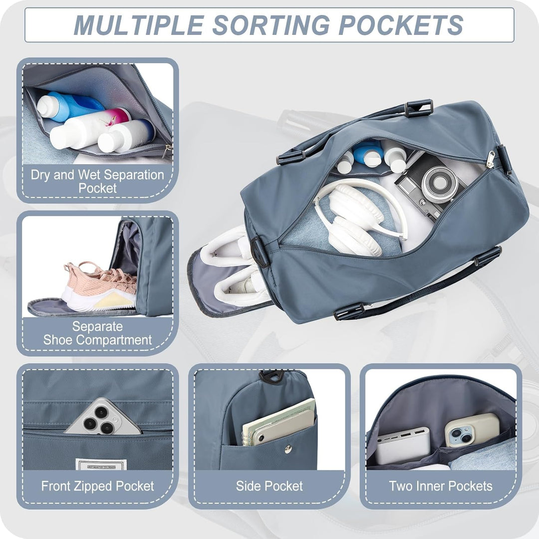 HYC00 Sport Duffel Bag Damen Handgepäck Sporttasche für Damen Herren mit Nassfach & Schuhfach, Reise