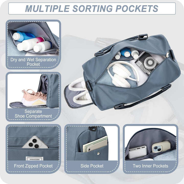 HYC00 Sport Duffel Bag Damen Handgepäck Sporttasche für Damen Herren mit Nassfach & Schuhfach, Reise