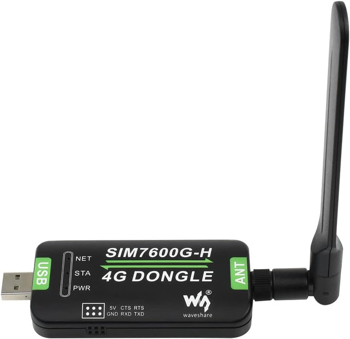 Waveshare SIM7600G-H 4G DONGLE with Antenna,Supports Global Band,Industrial Grade 4G Communication a