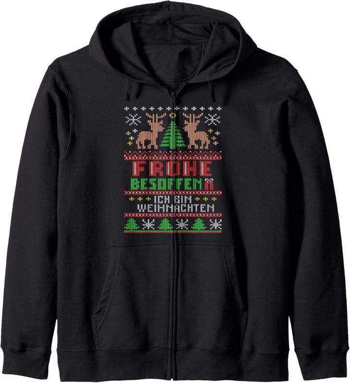 Lustiges Ugly Christmas Frohe Besoffen Ich Bin Weihnachten Kapuzenjacke