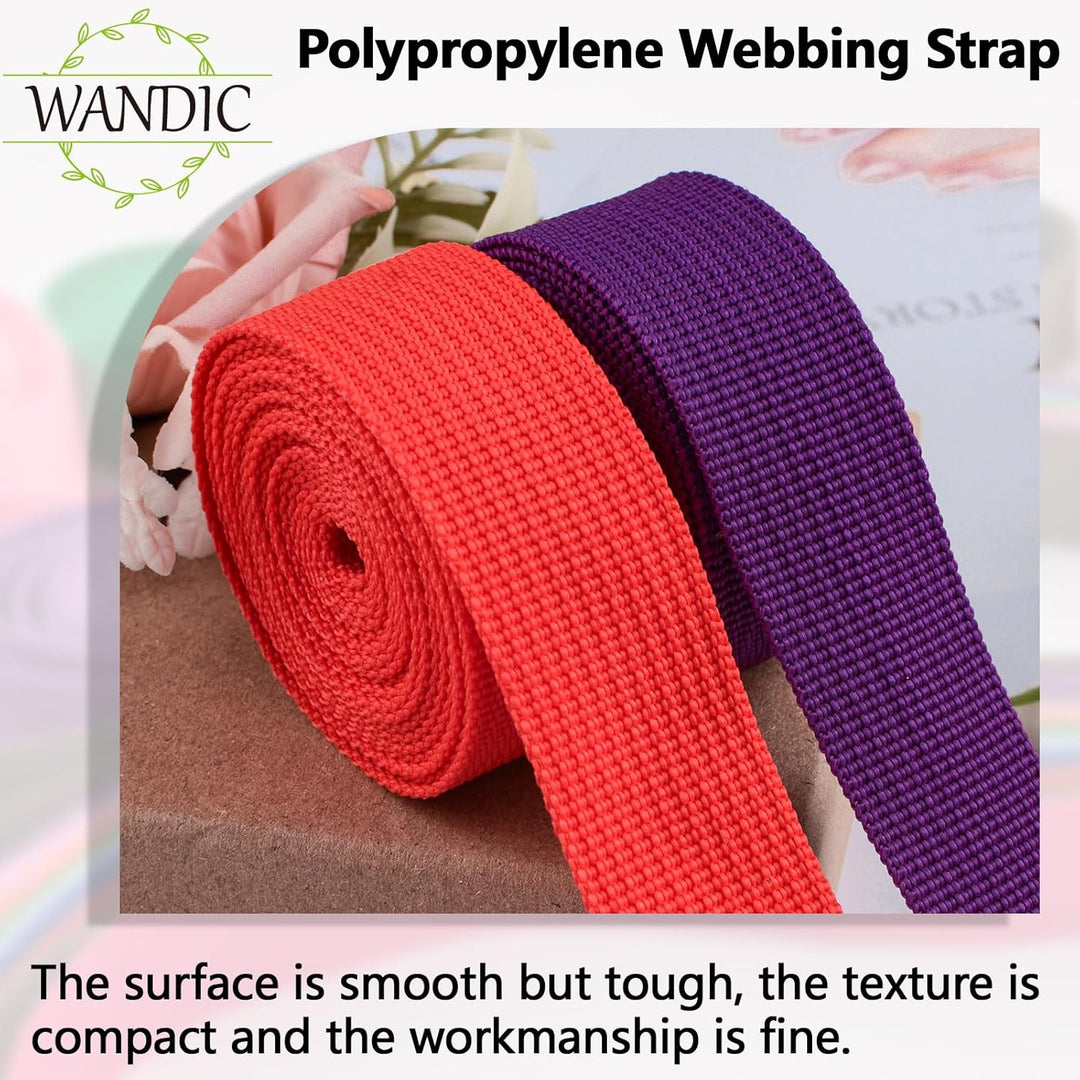 WANDIC Polypropylen-Gurtband, 19 Rollen, 2,18 Yards breiter Gurtband, Gurtband, Stoffgurt für DIY-He