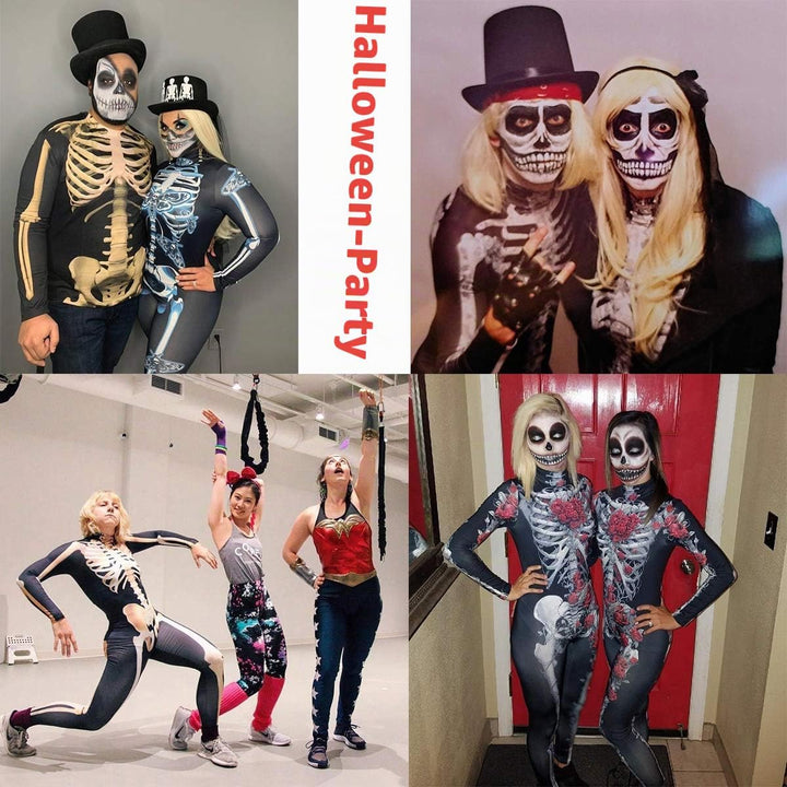 Neusky Lady Skull Skelett Kostüm Perfektes Kostüm für Halloween, Weihnachten, Karneval oder Mottopar