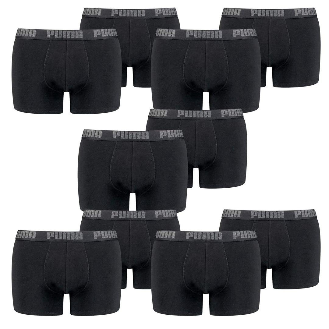 PUMA Herren Basic Boxer Boxershort Unterhose 10er Pack, Herbst/Winter 17/18,mt (Neu Schwarz/Schwarz,