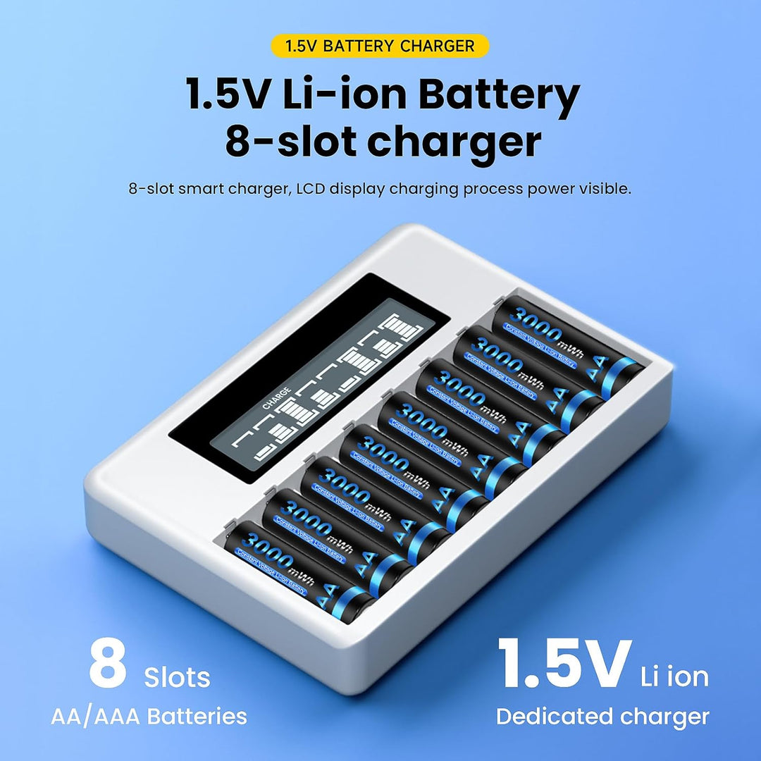 CITYORK AA AAA wiederaufladbare Lithium-Ionen Batterien mit 4 Stücke 1.5V 3000mWh AA Lithium Akku un