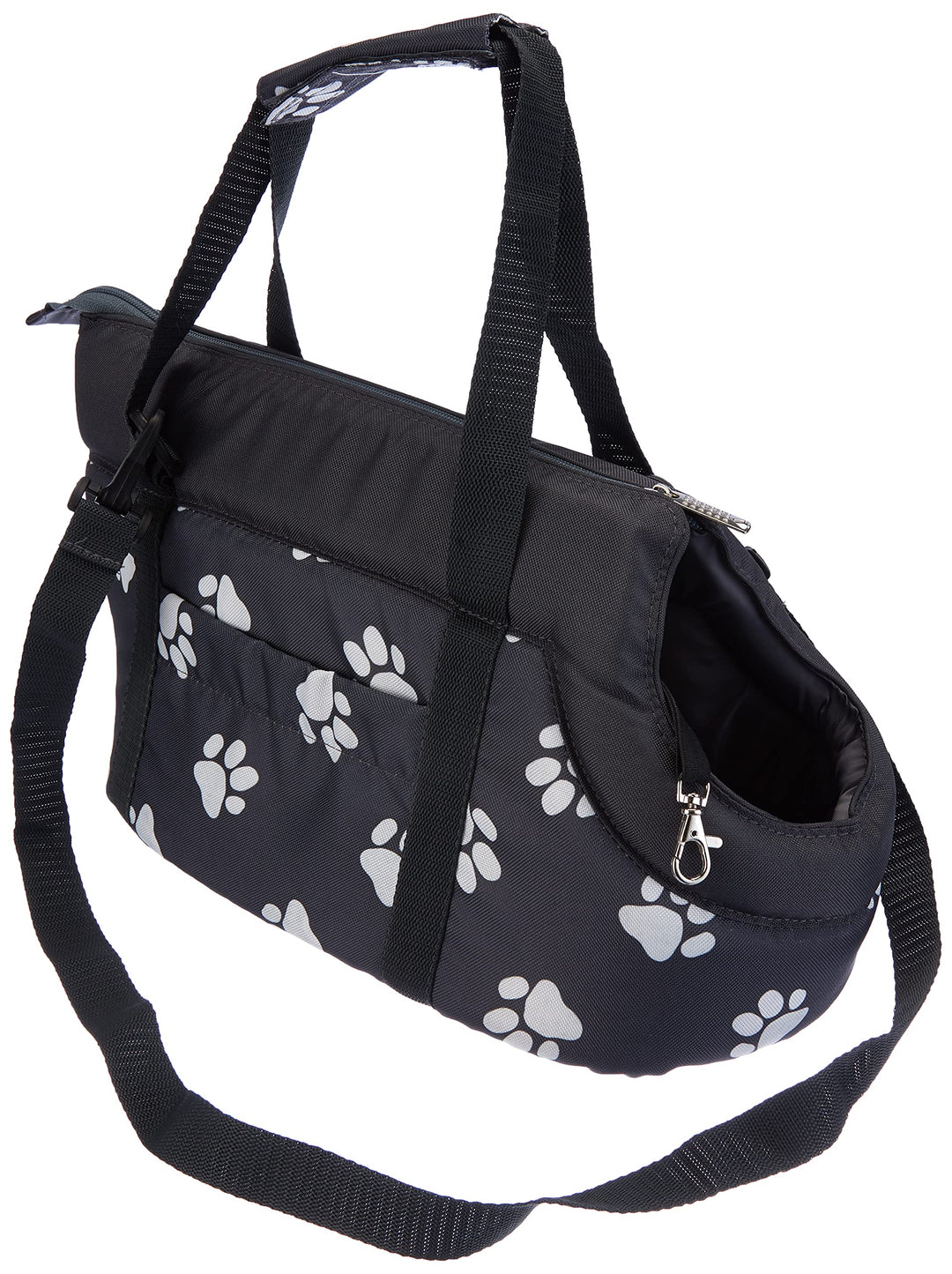 HobbyDog TORGWL2 Hundetasche Tragetasche Katzentasche, Grösse 22 x 20 x 36 cm, grau mit Pfoten grau