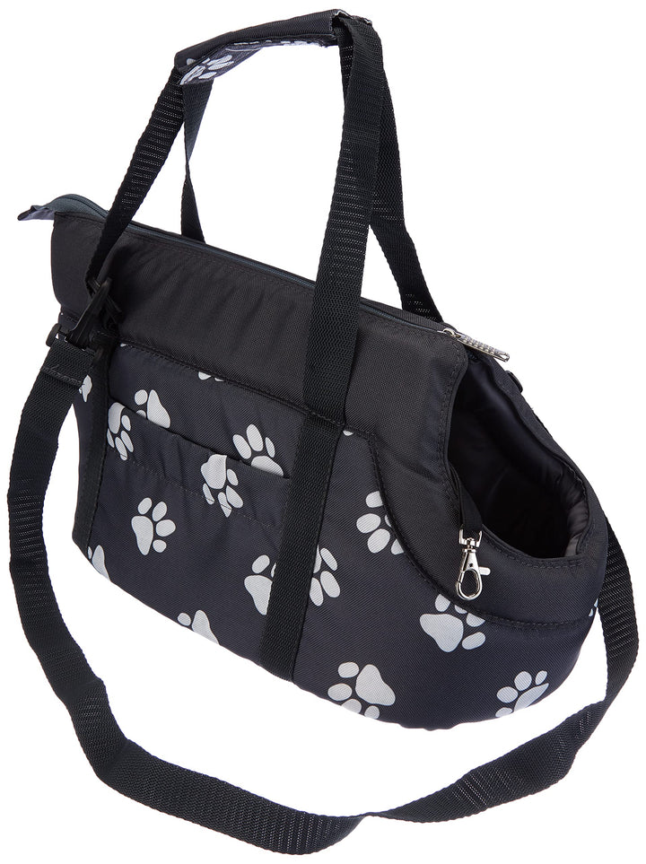 HobbyDog TORGWL2 Hundetasche Tragetasche Katzentasche, Grösse 22 x 20 x 36 cm, grau mit Pfoten grau