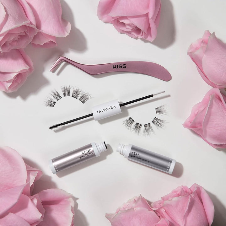 KISS Falscara DIY Wimpernverlängerung Starter Set, 10 wiederverwendbare federleichte künstliche Wimp