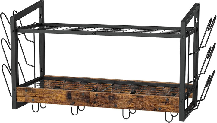 Wandmontiertes Küchenregal, 2-stöckiger Topfdeckelhalter, Topf-Rack, Pfannenhalter, Geschirr- und Kü