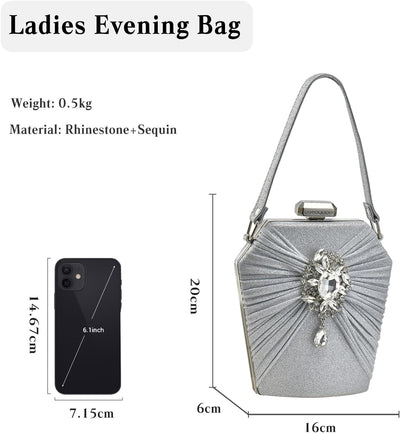 CORIOS Abendtasche Damen Strass Clutch Bag Shiny Diamant Handtasche Klein Tasche Elegante Umhängetas