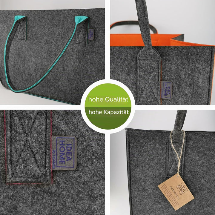 IDEA HOME Filztasche 2 Stücke Shopper Gross-30 Liter Einkaufstasche XXL Zusammenklappbar Einkaufskor