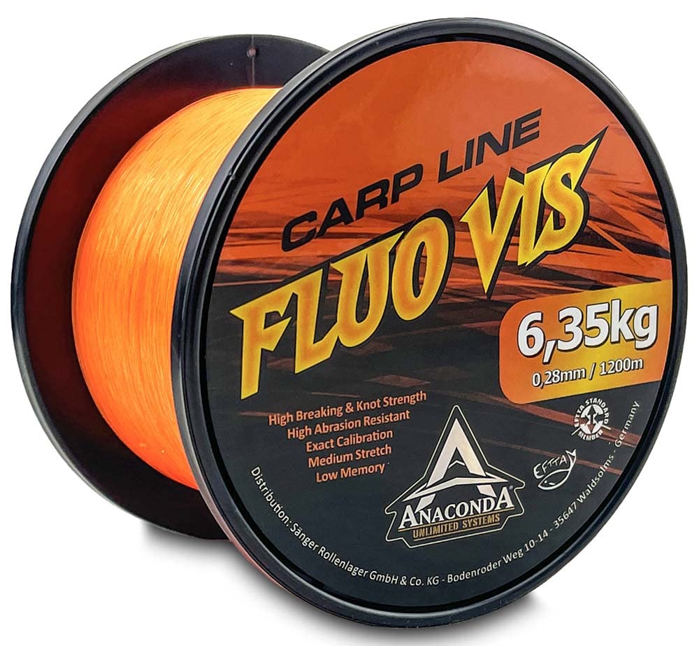 Saenger Unisex – Erwachsene Anaconda Fluovis Orange Carp Line 1.200m/0,28mm
