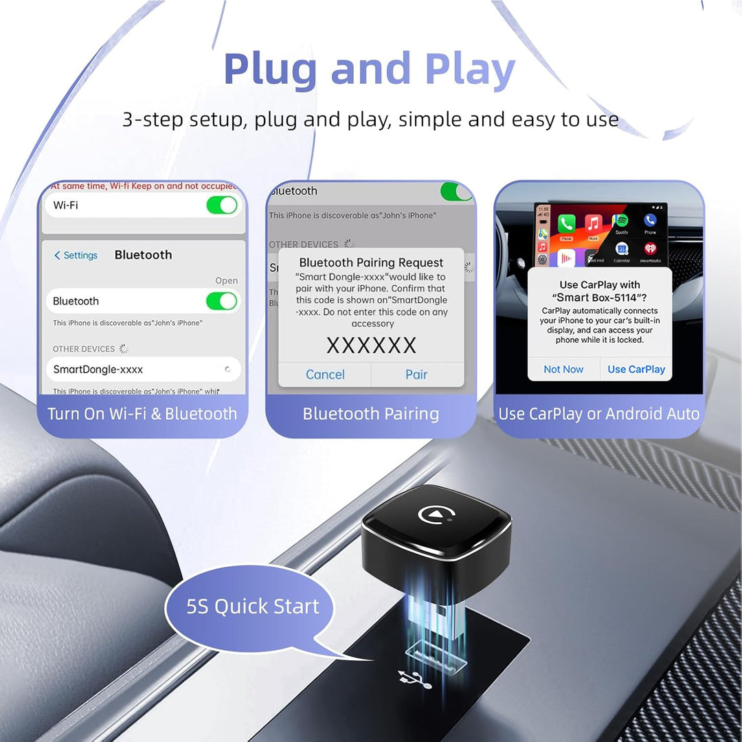 EZoneTronics 2-in-1 Wireless CarPlay Adapter, Unterstützt CarPlay Android Auto, Upgrade von Wired au