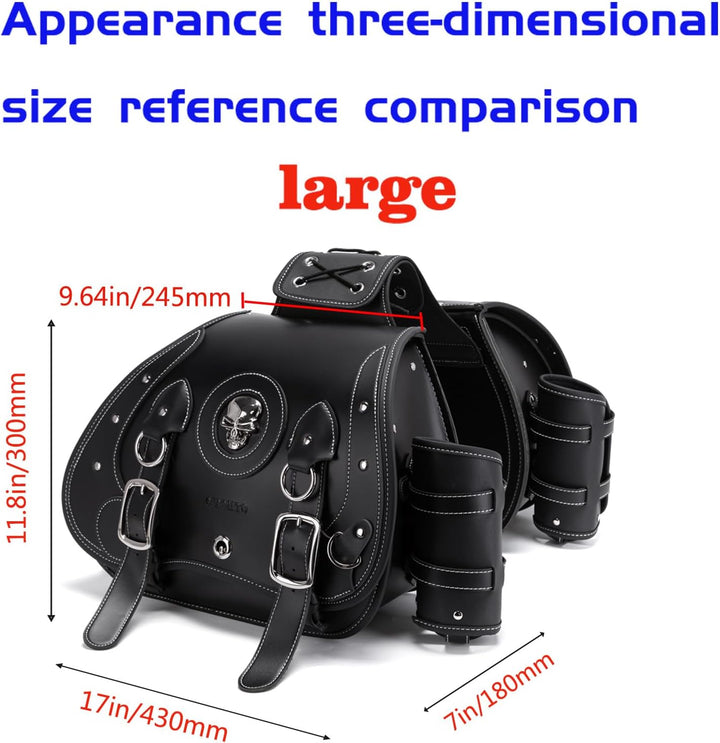 QJBOMTO Hochdichtes Leder-Motorrad-Saddebags,Gepäckträger,Seitentaschen mit Getränkehalter, Harley S