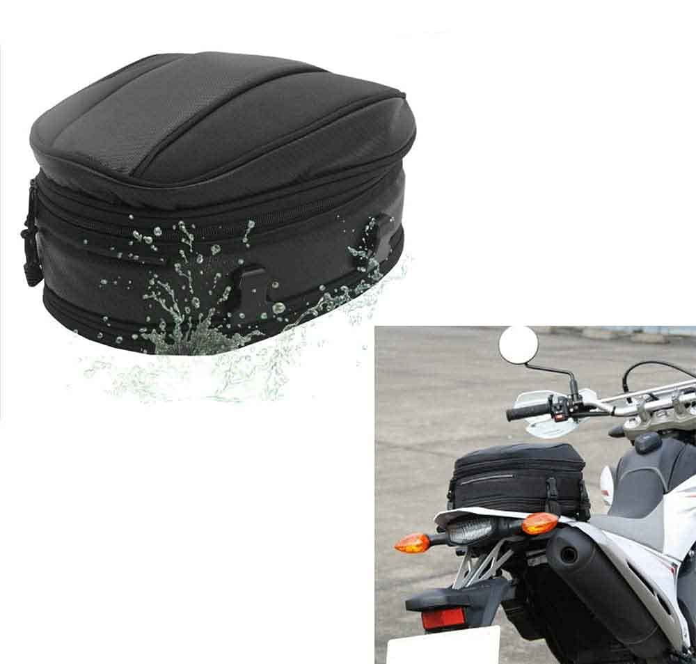 Motorrad Rücksitz Tail Pack Tasche Wasserdicht Leder Erweiterbar Gepäcktasche PU 7.5-10L Kapazität f