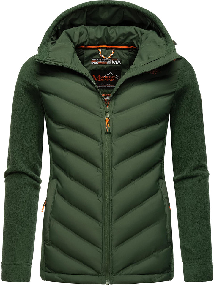 MARIKOO Damen leichte Übergangsjacke Steppjacke Mount Haruna XS Dark Green, XS Dark Green