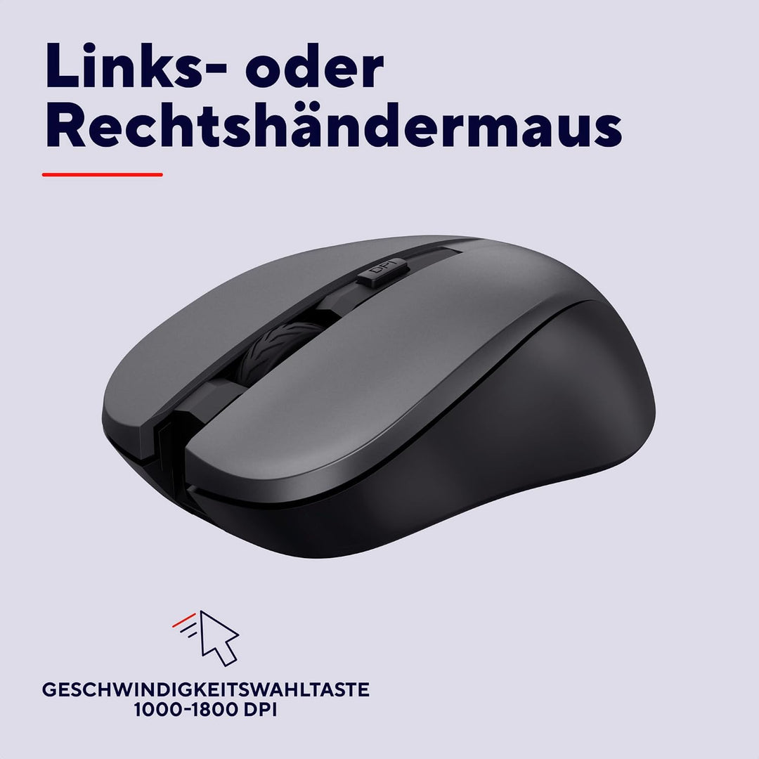 Trust Tastatur Maus Set Kabellos, Deutsches QWERTZ-Layout, Nachhaltiges Design, Kabellose Tastatur m