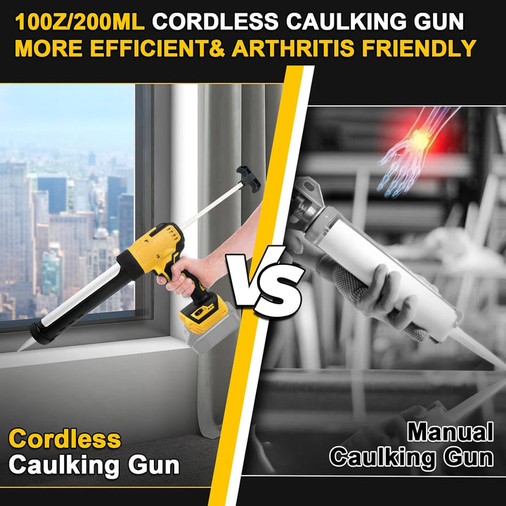 Akku Kartuschenpresse Kompatibel mit Dewalt 20V Akkus,Anti-Tropf-Funktion, mit LED-Licht und 6 Einst