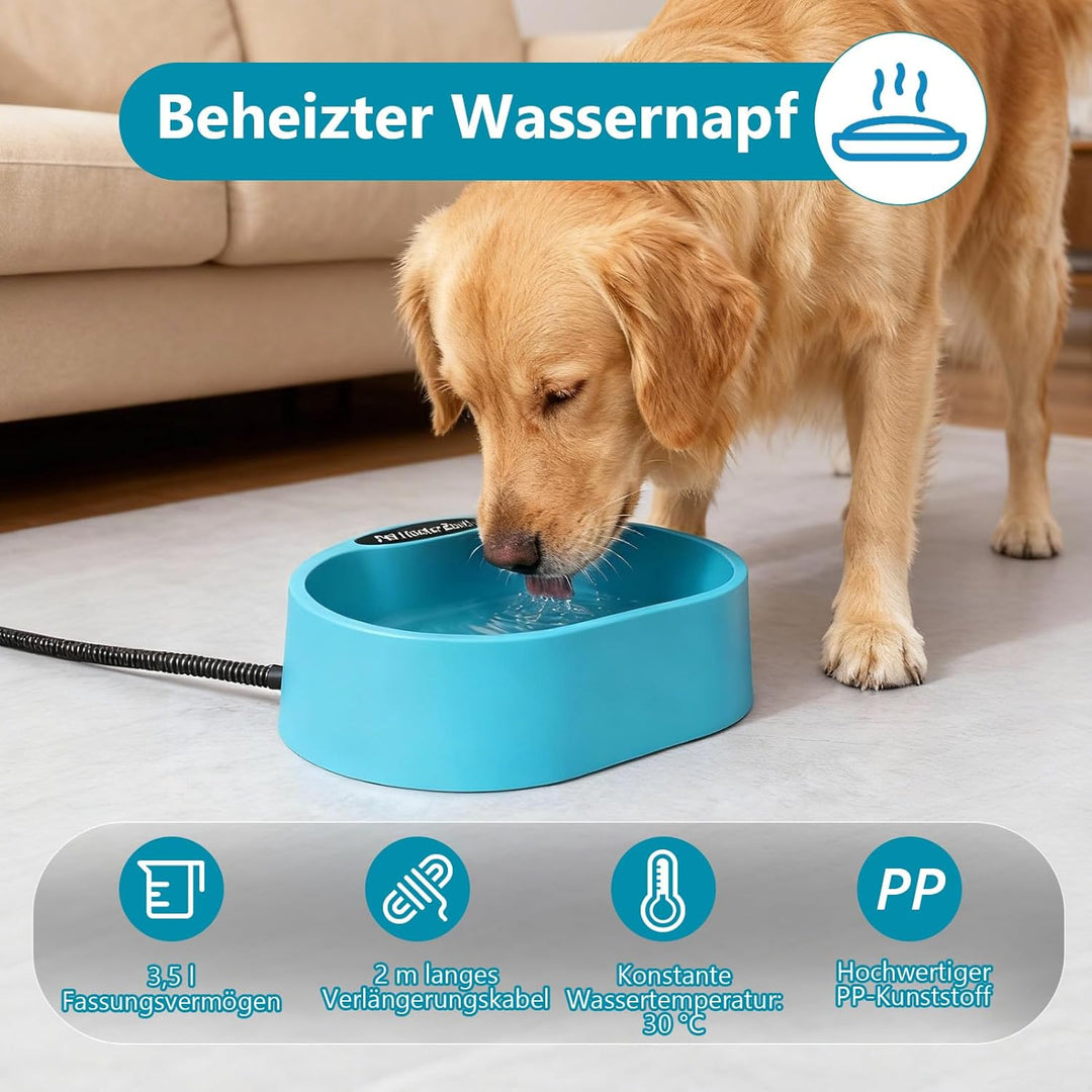 Beheizter Wassernapf 3,7 L Frostschutz Hunde Katzen Hühner, 35 °c Konstante Temperatur, Beheizter Wa