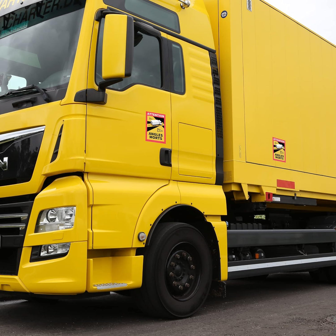 12 Stück Attention Angles Morts Magnetschilder 25 x 17 cm Magnet für LKW und Wohnwagen Warntafel Hin